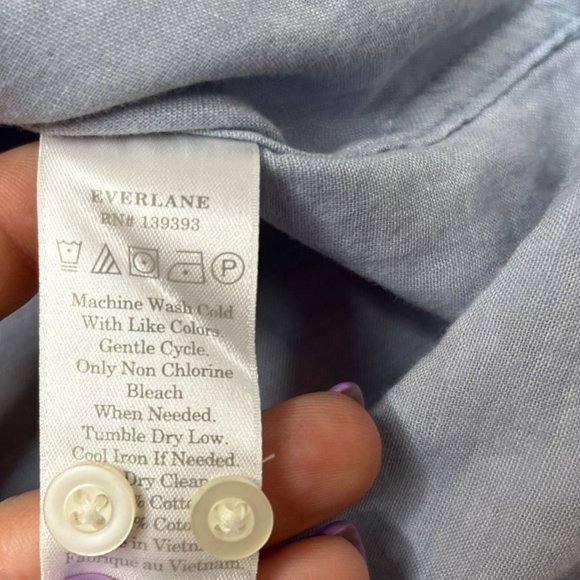 Everlane Girls Blue Button Down Casual Shirt Size 14 - Picture 7 of 8